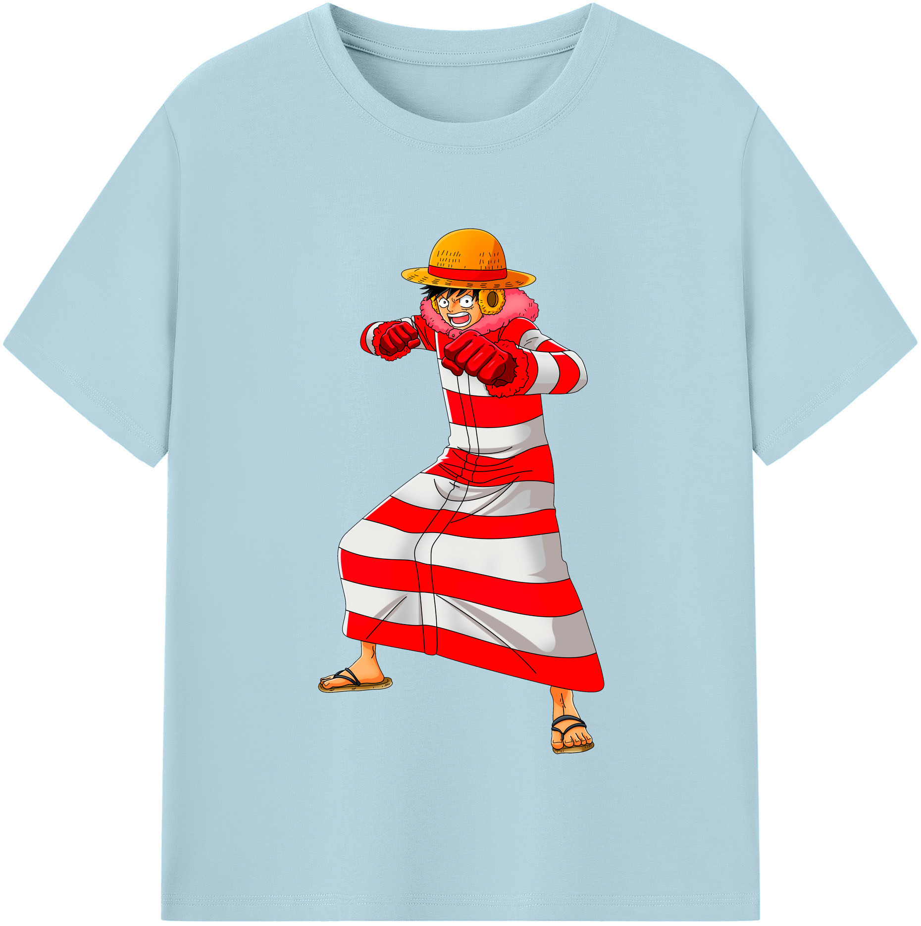 ワンピース モンキー・D・ルフィ ONE PIECE Monkey D. Luffy 綿100％半袖Tシャツ（フロントプリント）